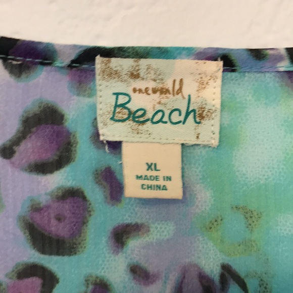 SWIMSUIT COVERUP🏝SHEER ANIMAL PRINT W/RHINESTONE COLLAR SIZE XL EXCELLENT COND - Picture 3 of 7